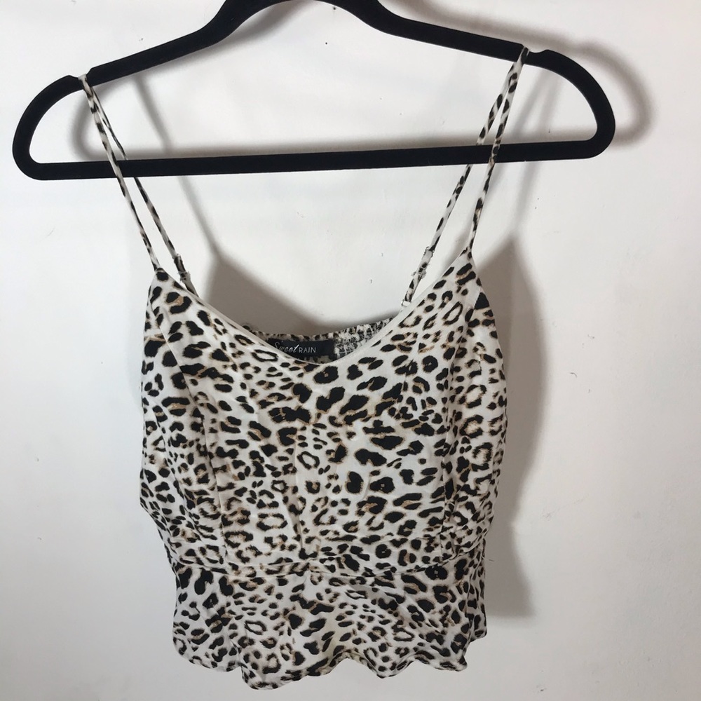 Leopard Animal Print Peplum Blouse M